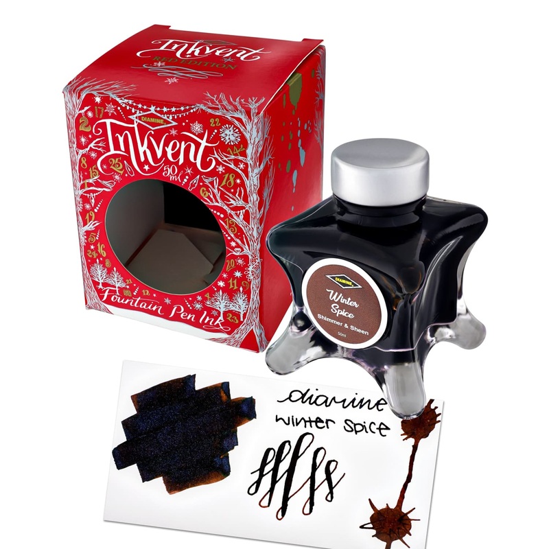 Diamine Inkvent Red Edition Shimmer & Sheen Bottled Ink in Winter Spice – 50 mL