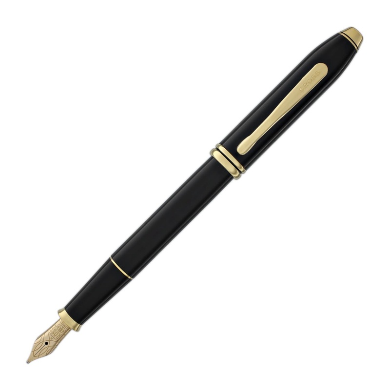 Cross Townsend Fountain Pen in Black Lacquer – 18kt Gold