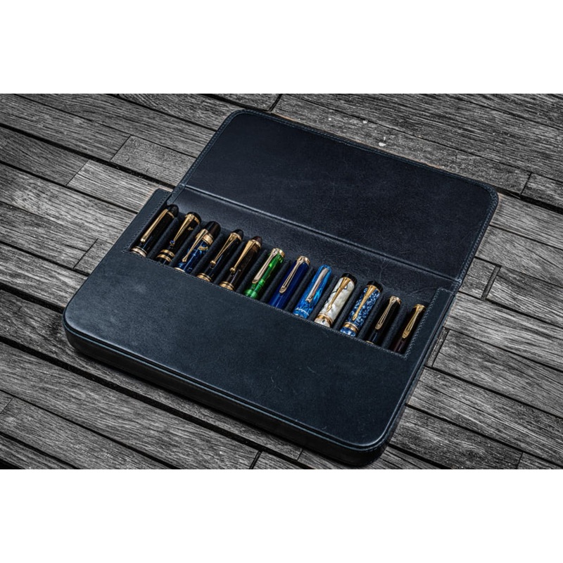 Galen Leather Magnum Opus 12 Slots Hard Pen Case in Black