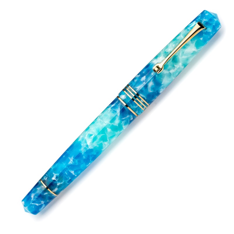 Leonardo Momento Zero Fountain Pen – Blue Aloha with Gold Trim
