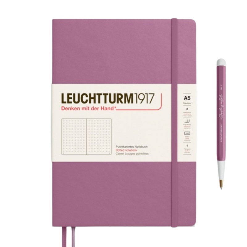 Leuchtturm1917 A5 Medium Hardcover Notebook – Dotted / Dusty Rose