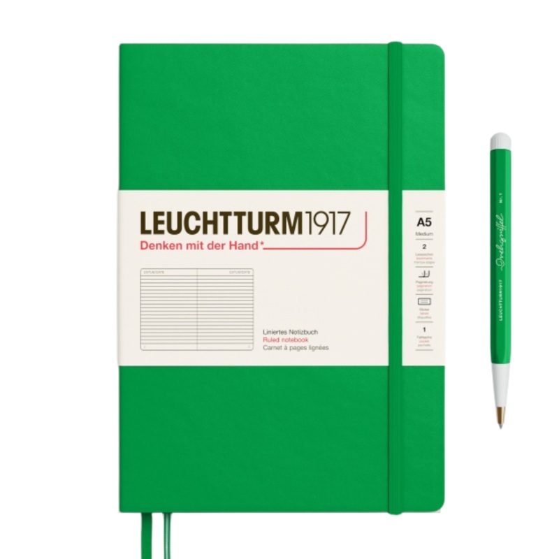 Leuchtturm1917 A5 Medium Hardcover Notebook – Ruled / Spring Leaf