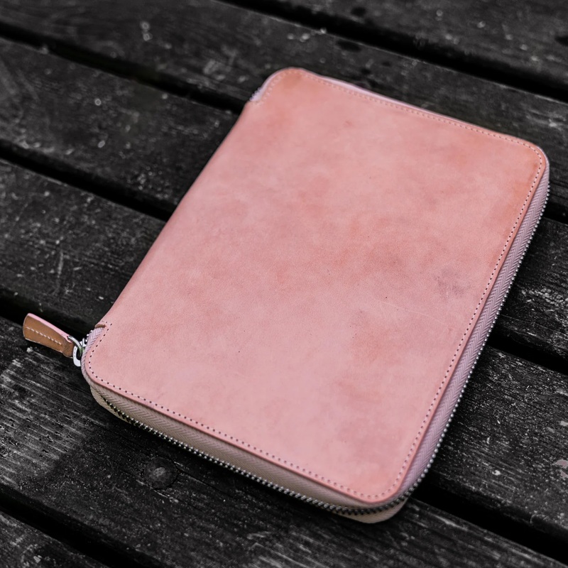Galen Leather A5 Zippered Notebook Folio – Undyed