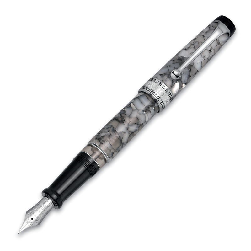 Aurora Optima Auroloide Fountain Pen – Nero Perla – Chrome Trim