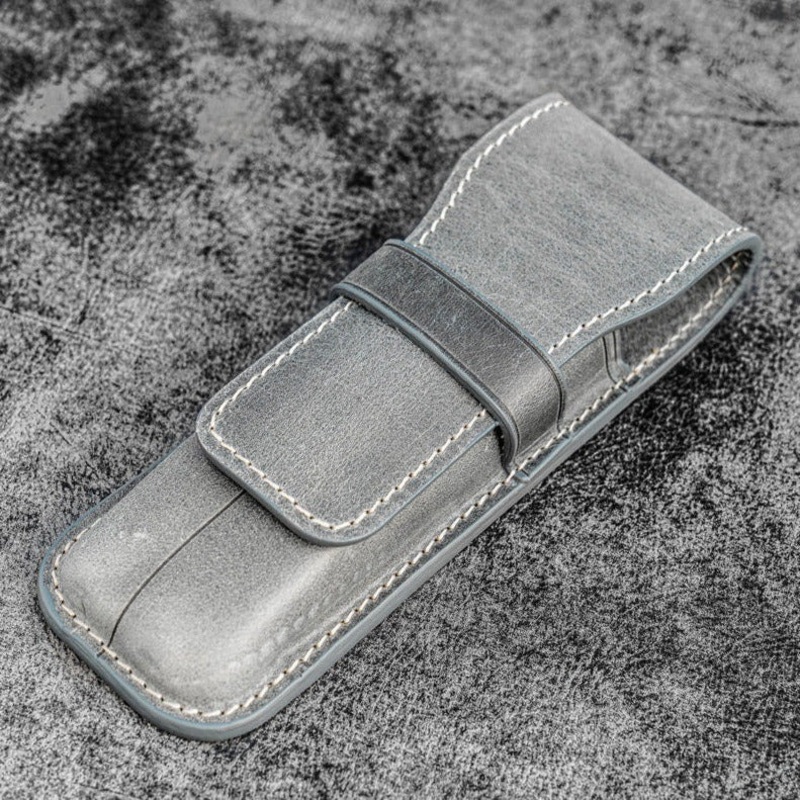 Galen Leather 2 Pen Flap Case – Crazy Horse Smoky