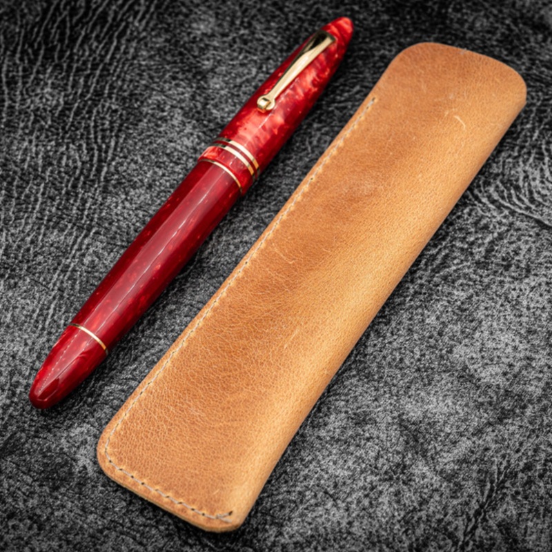 Galen Leather Single Fountain Pen Sleeve – Crazy Horse Honey Ochre