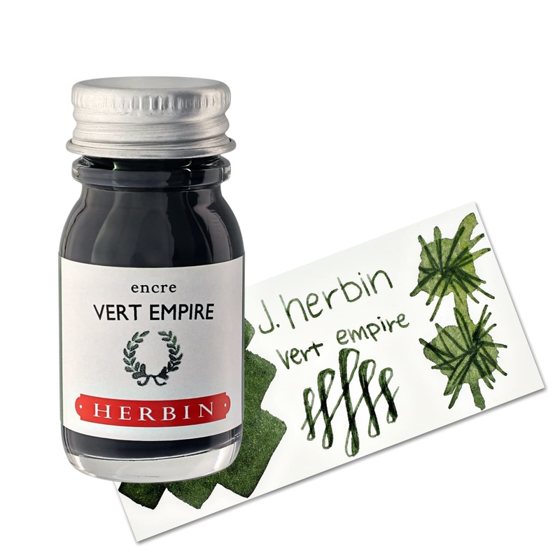 J. Herbin Vert Empire (Green Empire) Bottled Fountain Pen Ink and Cartidges