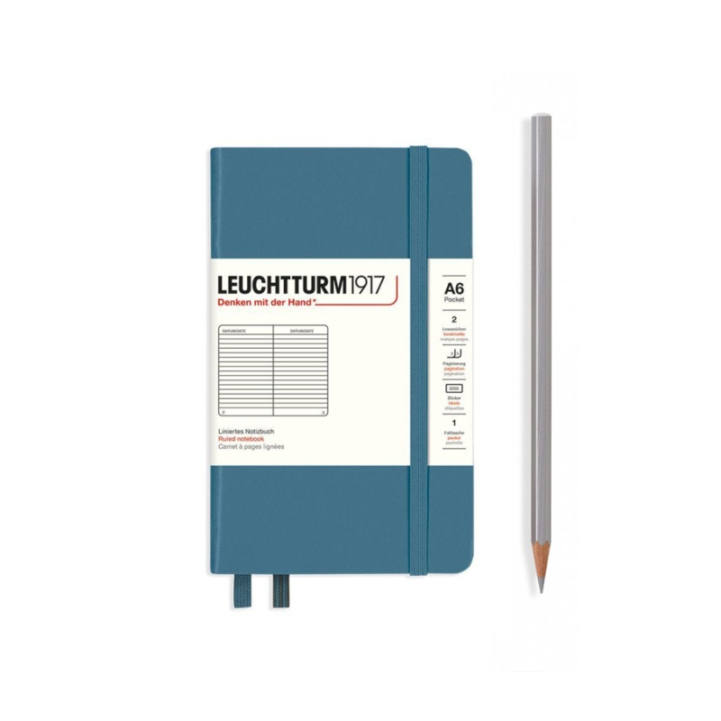 Leuchtturm1917 A6 Pocket Hardcover Notebook – Ruled / Stone Blue