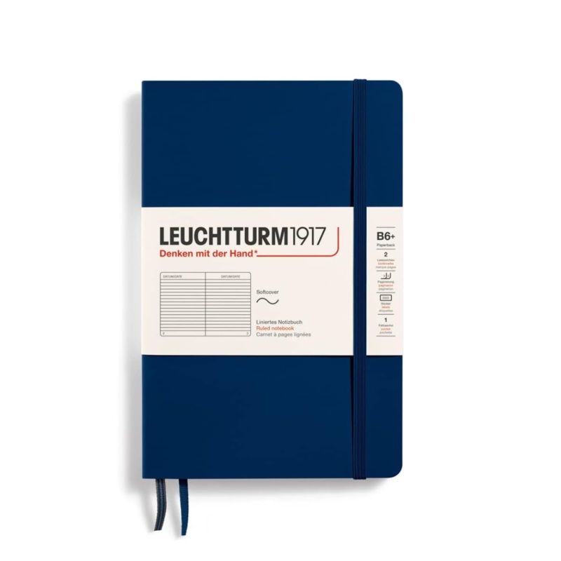Leuchtturm1917 B6+ Softcover Paperback Notebook – Ruled / Navy