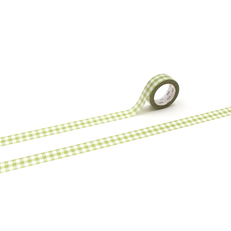 MT Deco Washi Tape – Stripe Checkered Light Moss Green