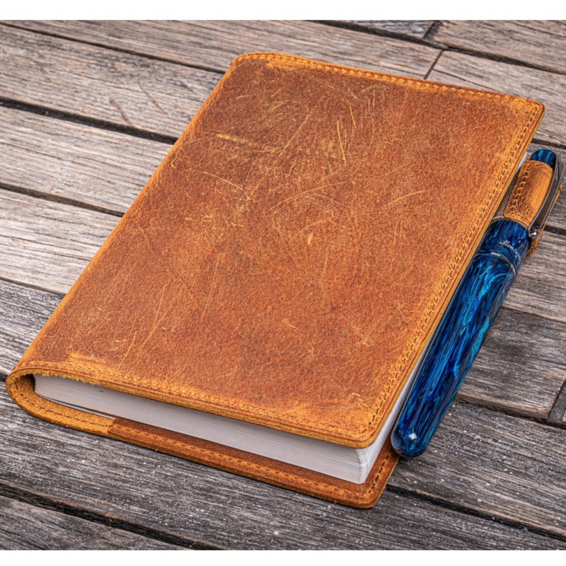 Galen Leather Slim A6 Notebook/Planner Cover – Crazy Horse Brown