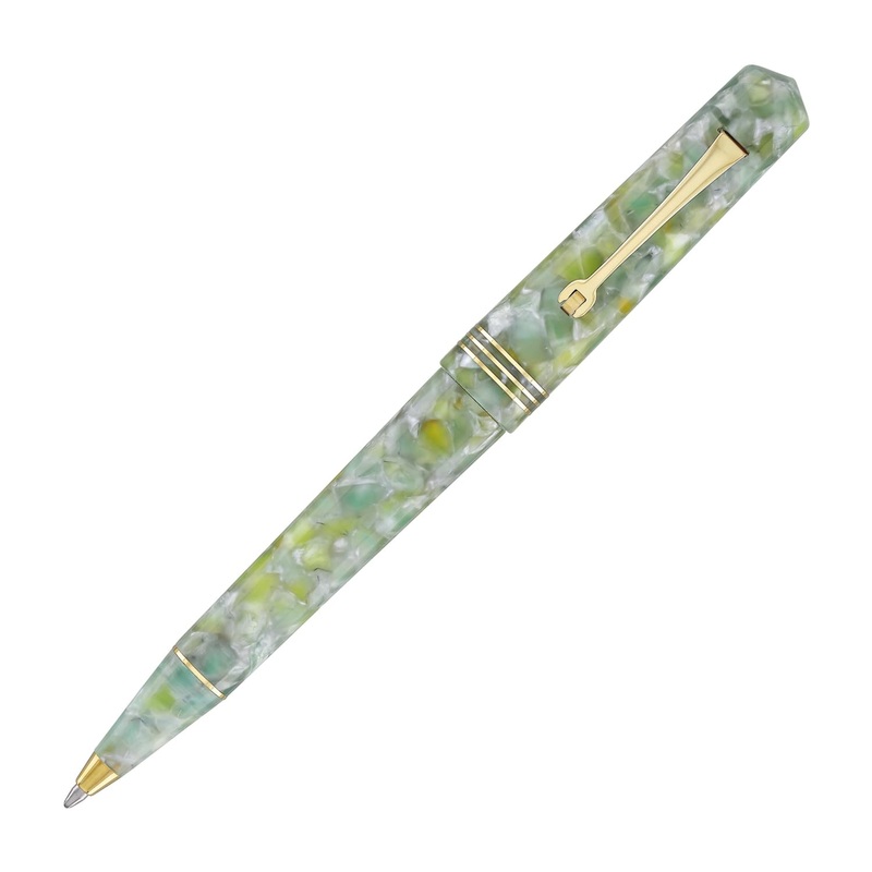 Leonardo Momento Zero Ballpoint Pen in Jade Gold Trim