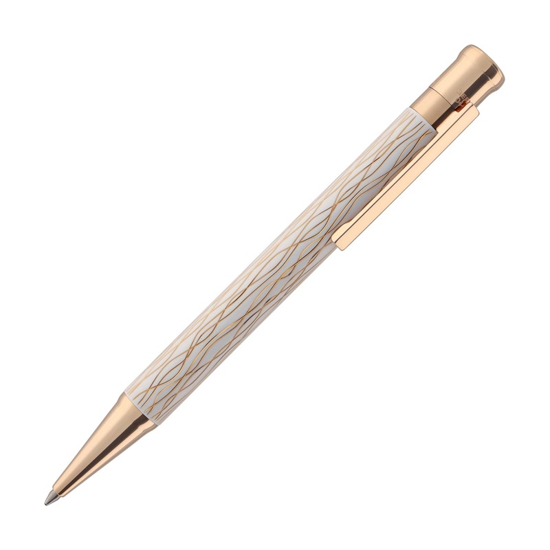 Otto Hutt Design 04 Ballpoint Pen in Wave White with Rose Gold Trim