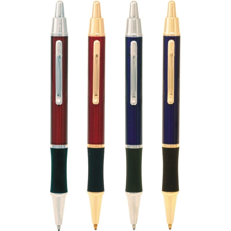 Pen Metal push button with rubber grip Cambridge