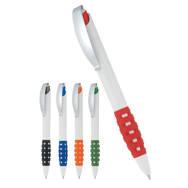 Plastic pen with hatched design grip Madrid