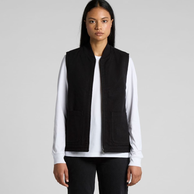 Wo’s Canvas Heavy Vest|Black|Walnut