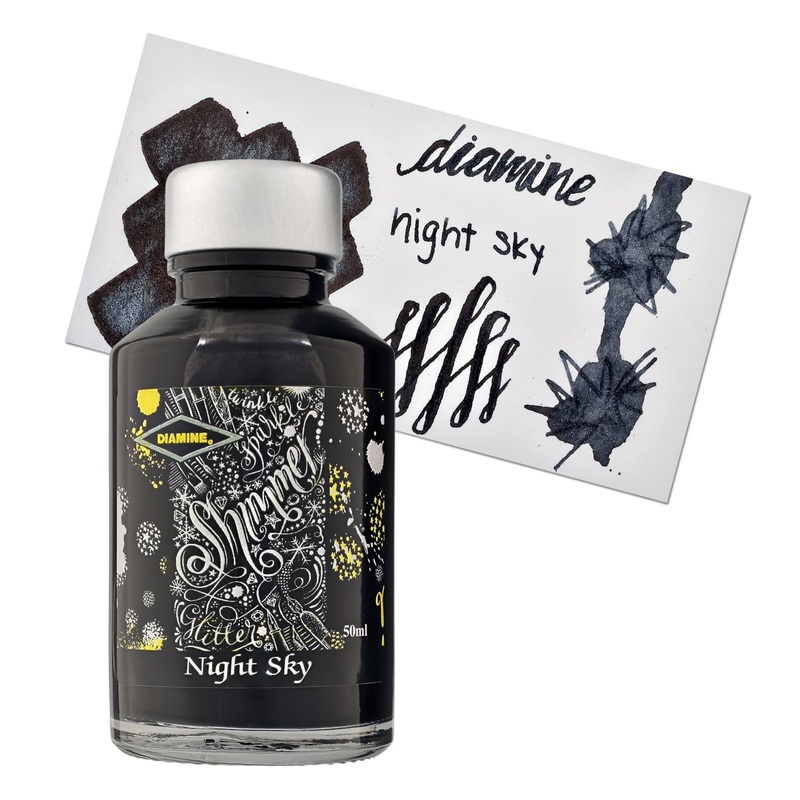 Diamine Shimmer Bottled Ink in Night Sky (Black Sparkle) – 50 mL