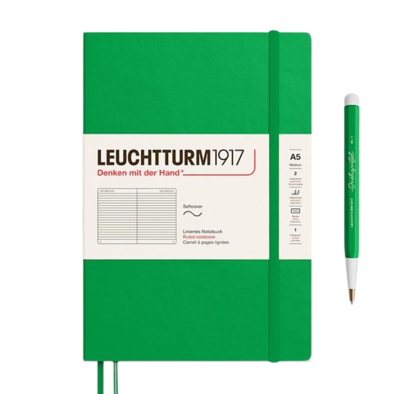Leuchtturm1917 A5 Medium Softcover Notebook – Ruled / Spring Leaf