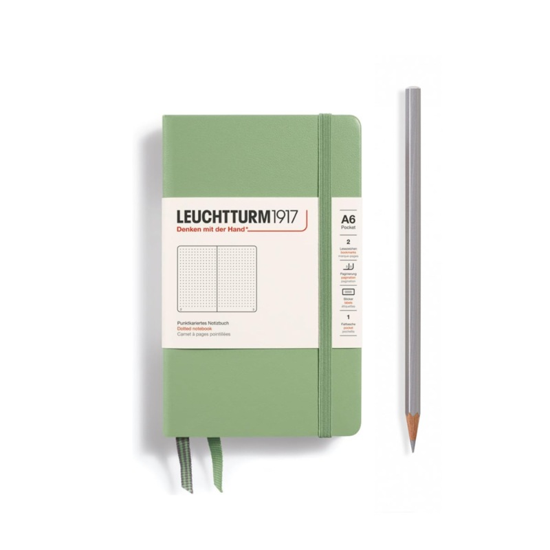 Leuchtturm1917 A6 Pocket Hardcover Notebook – Dotted / Sage