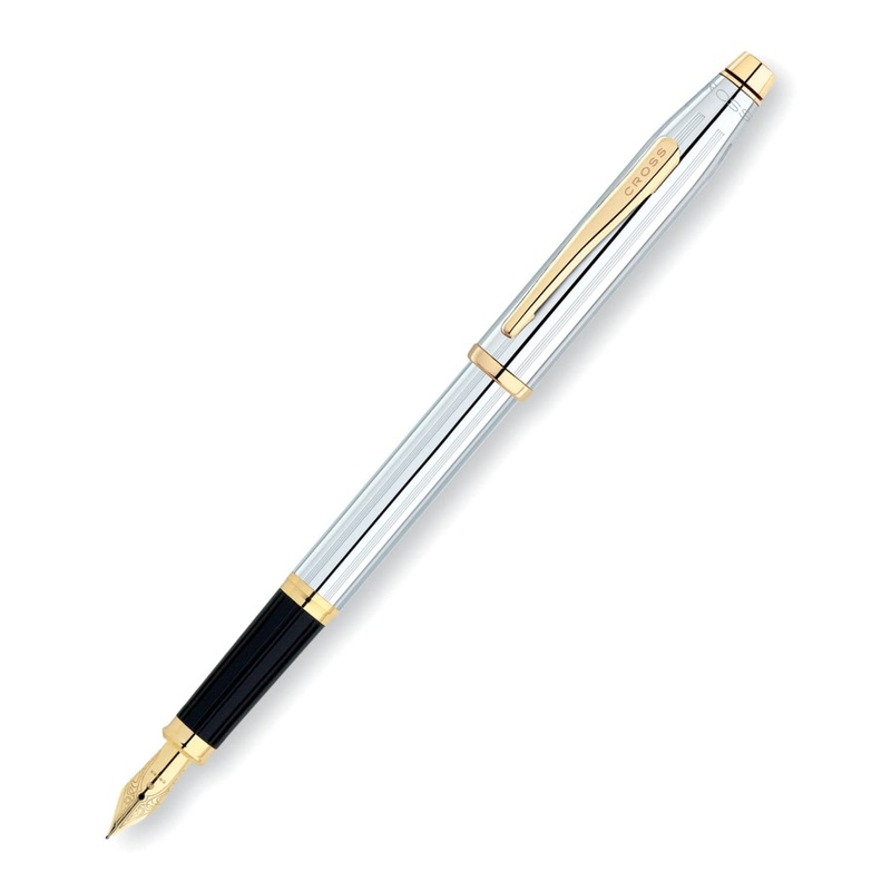 Cross Century II Medalist Fountain Pen in Chrome with Gold Trim