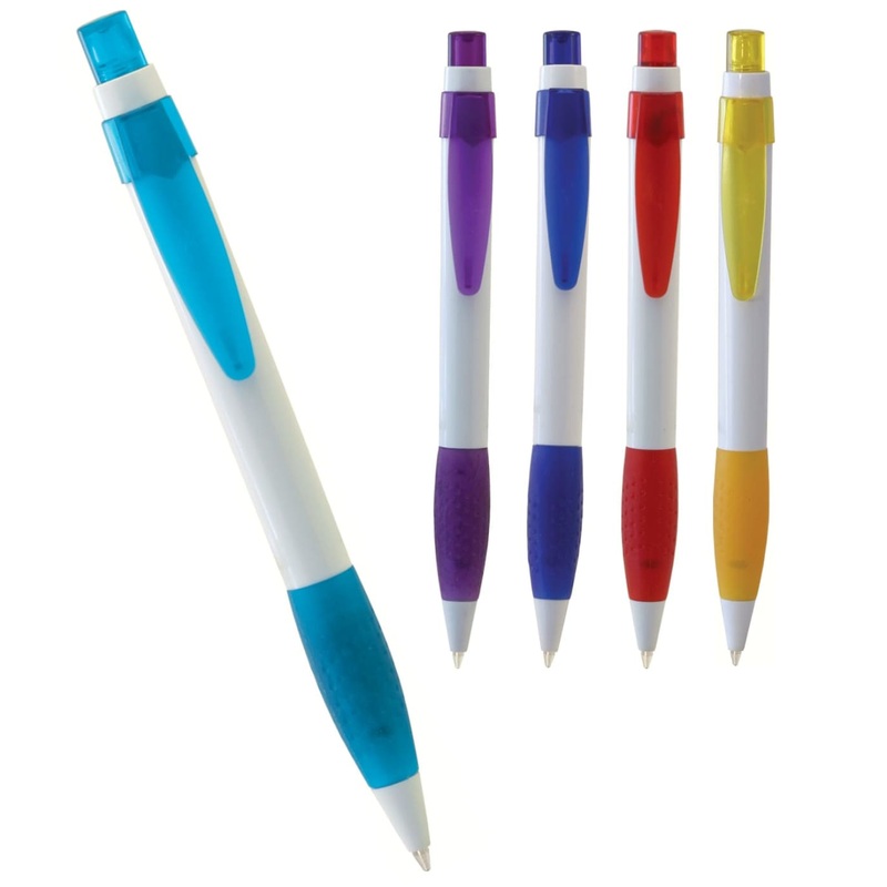 Plastic pen push action rubber grip Enzo