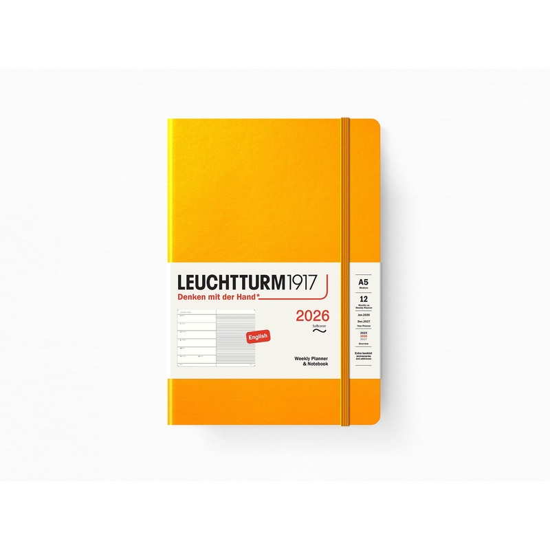 2026 Leuchtturm 1917 Weekly Planner & Notebook – RISING SUN Softcover, Ruled Pages Medium A5