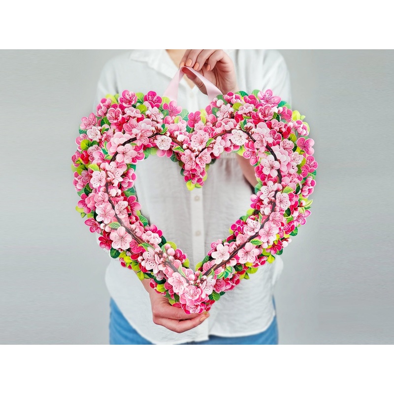 Cherry Blossom Pop Up Heart Wreath