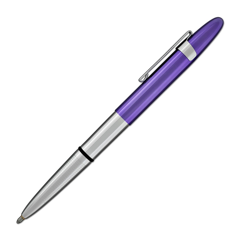 Fisher Space Pen Bullet Ballpoint Pen with Clip in Chrome & Purple Passion