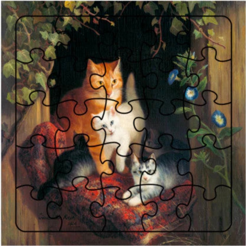 Ikonink Cats with Kitten Puzzle Card