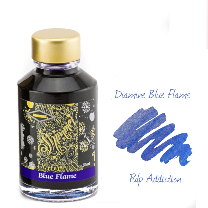 Diamine Shimmer Fountain Pen Ink – Blue Flame 50ml Bottle