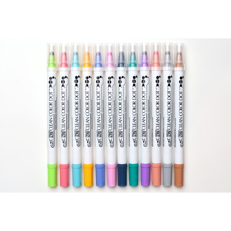 Kuretake ZIG Clean Color Dot Marker – 12 Colors Set