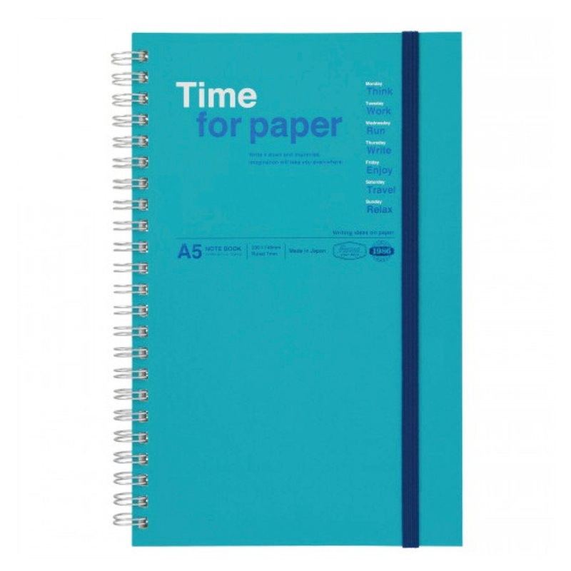 Mark’s Tokyo Edge Time For Paper Spiral Notebook With Elastic Band – A5 Turquoise