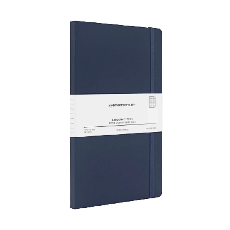 myPAPERCLIP, NoteBook – EXECUTIVE Series 192 Pages BLUE 68 Gsm . Medium (5 x 8.25 in) Checked