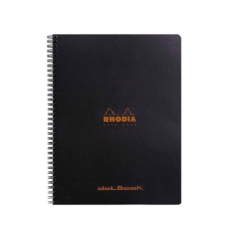 Rhodia Classic Spiral Black Notebook – A4+, Dotted
