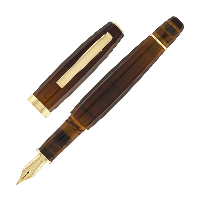 Scribo Feel Fountain Pen in Ambra with Yellow Gold Trim 18kt Gold Extra Extra Fine