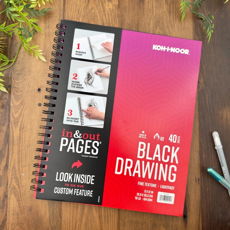 KOH-I-NOOR In & Out Black Drawing Pad (9×12 Inches)
