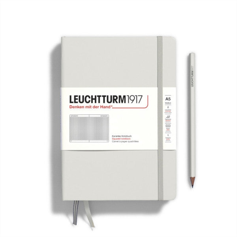 Leuchtturm1917 Notebook Hardcover Medium (A5), 251 Pages, Squared –  Light Grey