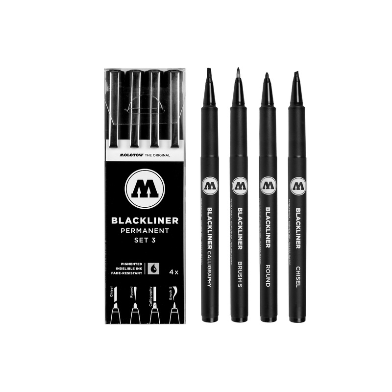 Molotow Blackliner Pigment Pens, Set of 4