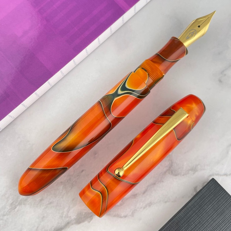 Edison Collier Fountain Pen – Persimmon Swirl Extra Fine