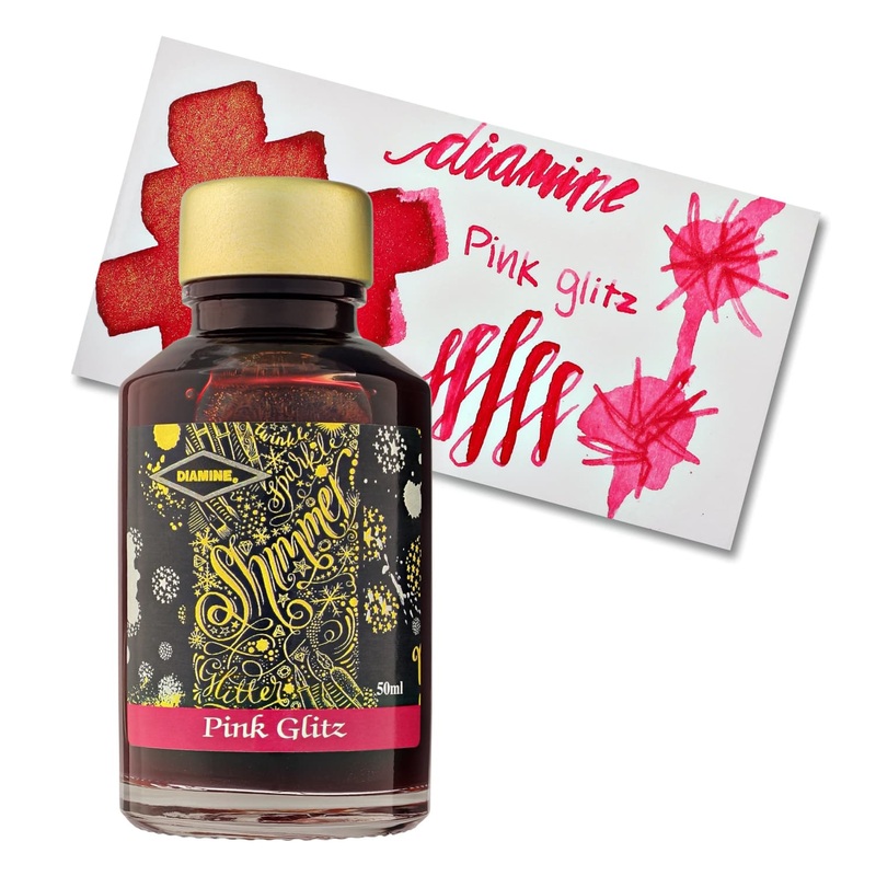 Diamine Shimmer Bottled Ink in Pink Glitz – 50 mL