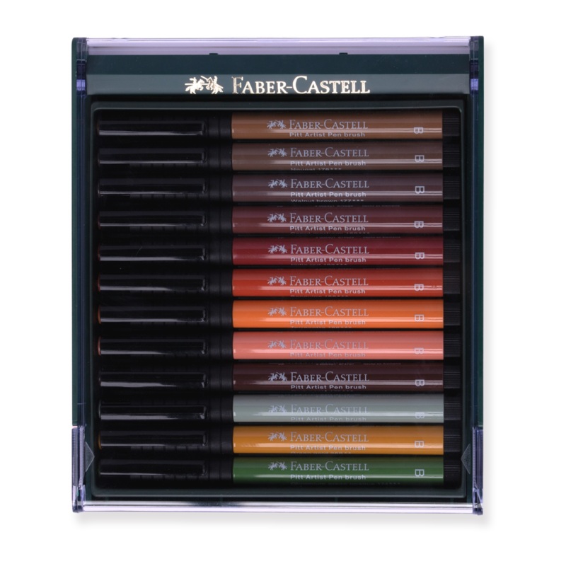 Faber-Castell Pitt Artist Brush Pen – Set of 12 – Earth Tones