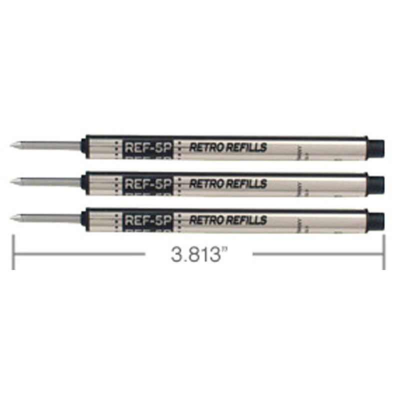Retro 51 Retractable Rollerball Pen Refill in Black – Pack of 3