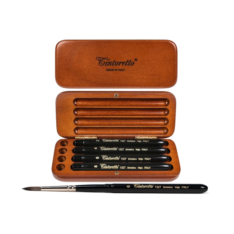 Tintoretto Watercolor Travel Brush Set, Synthetic Squirrel Rounds