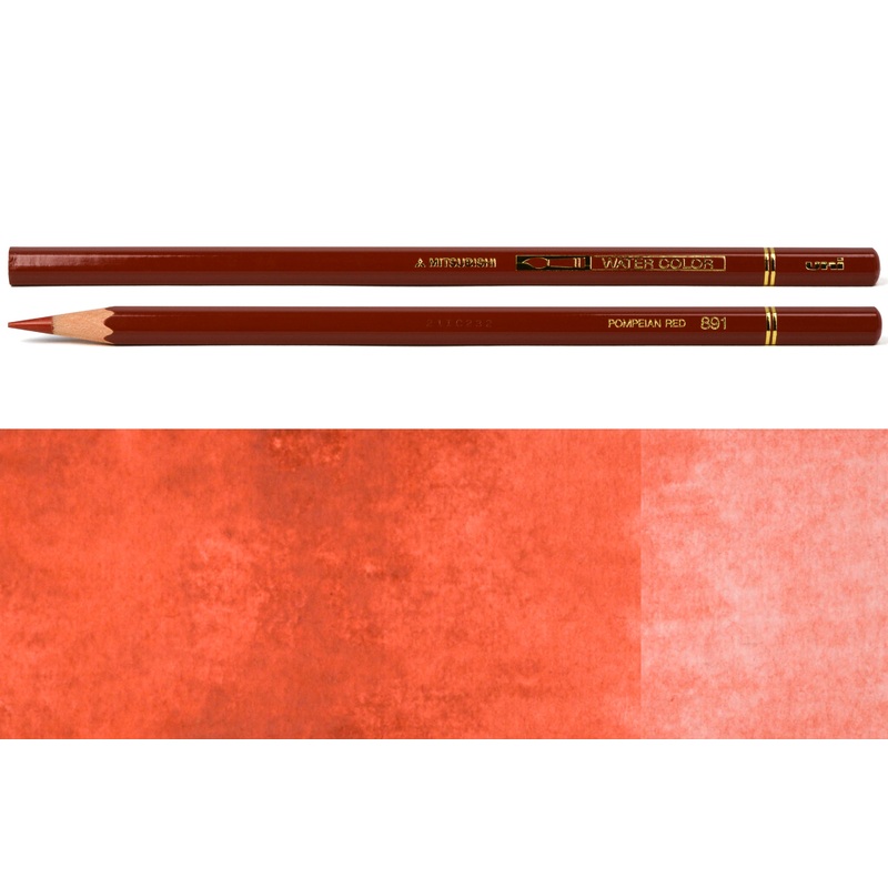 Uni Watercolor Pencils, #891 Pompeian Red