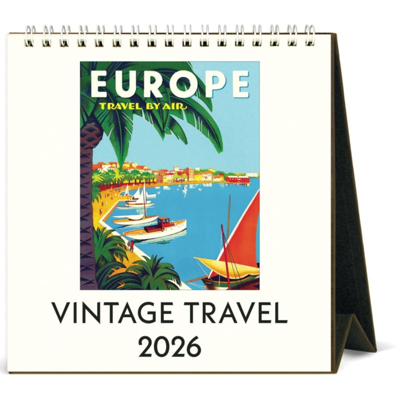 Cavallini 2026 Desktop Calendar – Vintage Travel