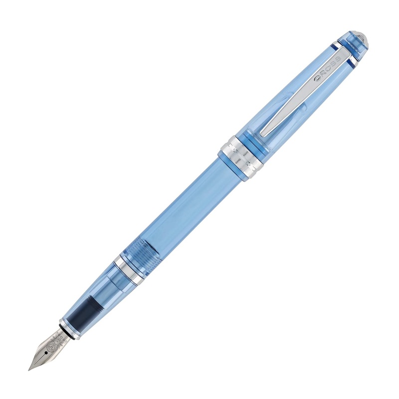 Cross Bailey Light Fountain Pen in Translucent Navy Blue Resin with Chrome Trim – Extra Fine Point