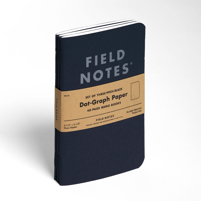 Field Notes Pitch Black Memo Books, Dot-graph – Set of 3