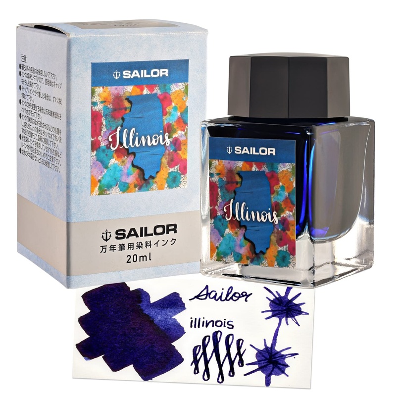Sailor USA State Bottled Ink in Illinois (Blue) – 20 mL