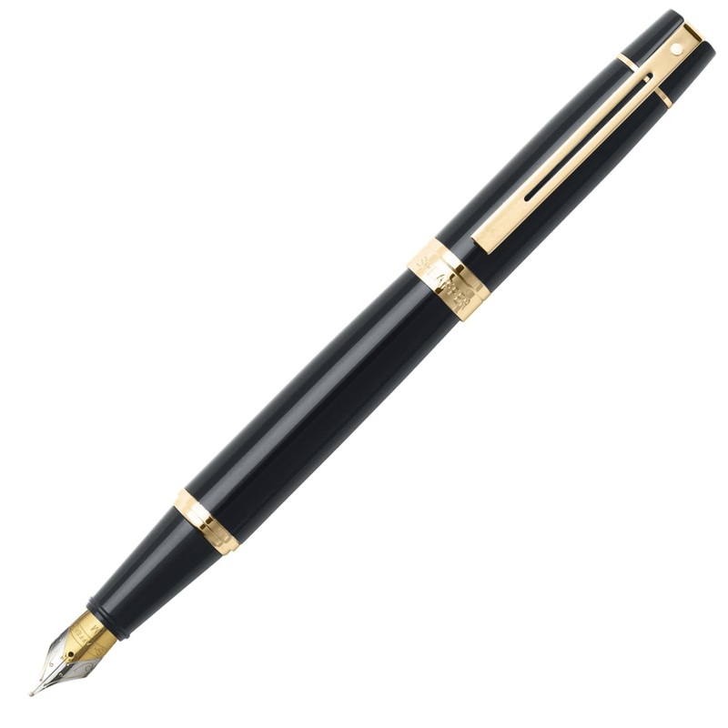 Sheaffer 300 Fountain Pen in Glossy Black with Gold Trim – Medium Point