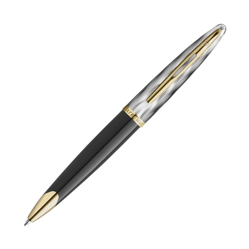 Waterman Carene Deluxe Ballpoint Pen Reflections of Paris in Black Lacquer with Gold Trim